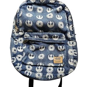 Loungefly Disney Distressed Denim Blue Star Wars Imperial Star Backpack